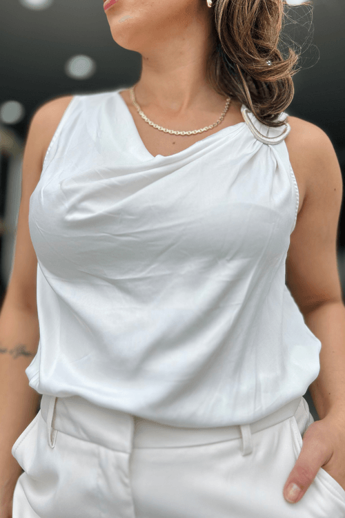 Blusa Sem Mangas Branco Lunender